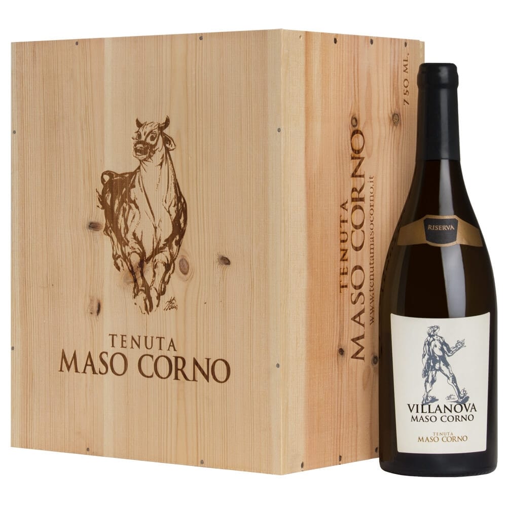 Chardonnay Riserva Trentino DOC Villanova 2021 6 bottiglie in Cassa Legno originale  Maso Corno