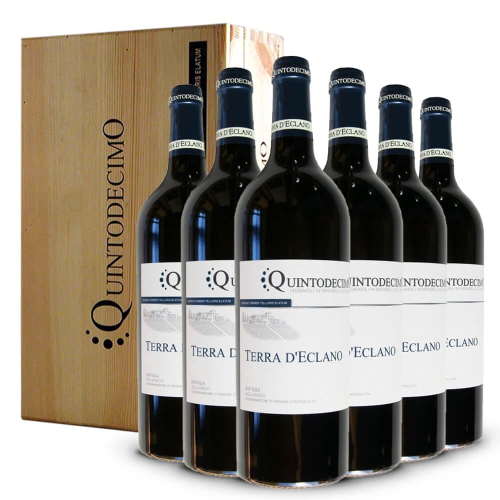 Aglianico Irpinia DOC Terra d'Eclano 2021 6 bottiglie in Cassa Legno Originale - Quintodecimo