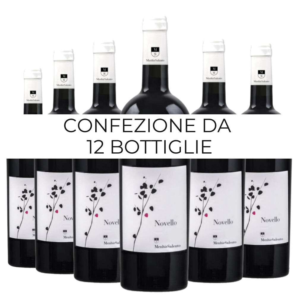 Confezione 12 bt Novello Negroamaro Salento IGT 2024 - Menhir Marangelli